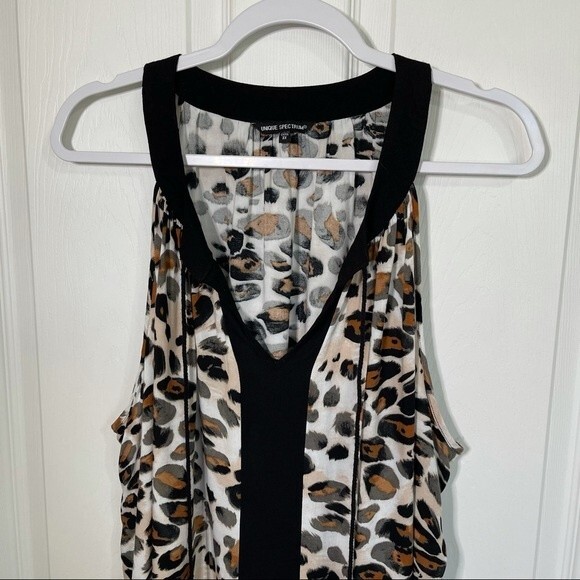 Unique Spectrum Leopard Print Sleeveless Top Tassels Soft V-Neck Lightweight 3X - Picture 3 of 10